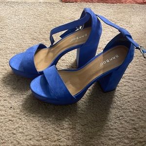 Pretty Baby blue suede block heels